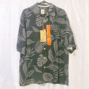 Jamaica Jaxx NWT Men's Black 100% Silk Tropical Hawaiian Shirt Size Medium